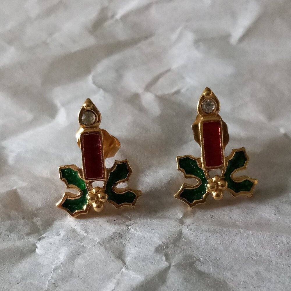 Vintage Avon Christmas candle earrings